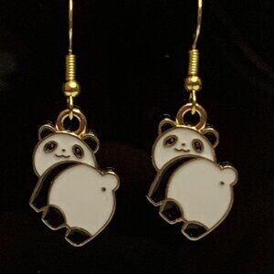 Panda Earring, Panda Bear Jewelry, Gift, Panda Jewelry, Silly Animal Earring